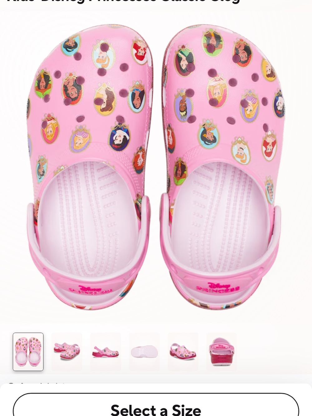 Disney Pink Princess Portrait Clog Shoes